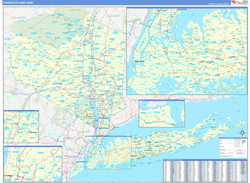 New York Southern Wall Map Basic Style 2024