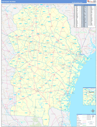 Georgia South Eastern Wall Map Basic Style 2024