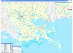 Louisiana South Eastern Wall Map Basic Style 2024