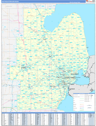 Michigan South Eastern Wall Map Basic Style 2024