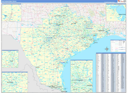 Texas South Eastern Wall Map Basic Style 2024