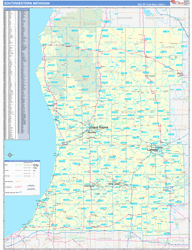 Michigan South Western Wall Map Basic Style 2024