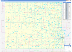 Kansas Western Wall Map Basic Style 2024