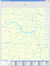 North Dakota Western Wall Map Basic Style 2024