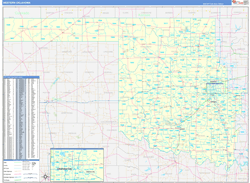 Oklahoma Western Wall Map Basic Style 2024