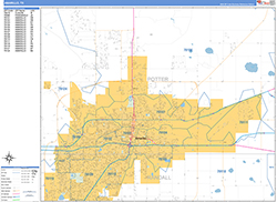 Amarillo Wall Map Basic Style 2026