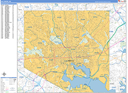 Baltimore Wall Map Basic Style 2026