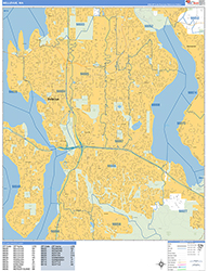 Bellevue Wall Map Basic Style 2026