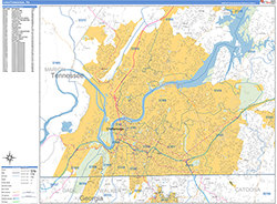 Chattanooga Wall Map Basic Style 2026