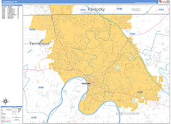 Clarksville Wall Map Basic Style 2026