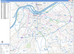 Louisville Wall Map Basic Style 2026