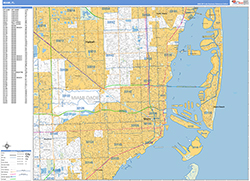 Miami Wall Map Basic Style 2026