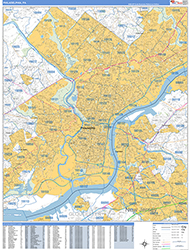 Philadelphia Wall Map Basic Style 2026