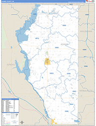 Adams County, WI Wall Map Zip Code Basic Style 2026