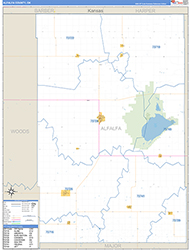 Alfalfa County, OK Wall Map Zip Code Basic Style 2026