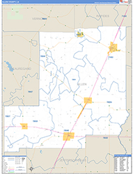 AllenParish (County), LA Wall Map Zip Code Basic Style 2026
