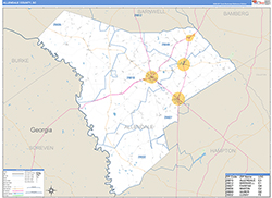 Allendale County, SC Wall Map Zip Code Basic Style 2026