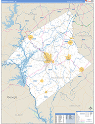 Anderson County, SC Wall Map Zip Code Basic Style 2026
