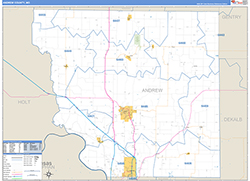 Andrew County, MO Wall Map Zip Code Basic Style 2026