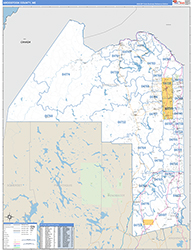 Aroostook County, ME Wall Map Zip Code Basic Style 2026