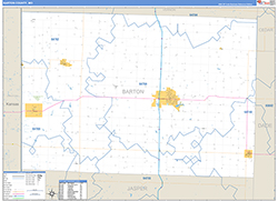 Barton County, MO Wall Map Zip Code Basic Style 2026