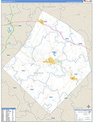 Bastrop County, TX Wall Map Zip Code Basic Style 2026