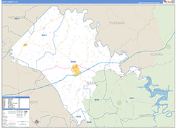 Bath County, KY Wall Map Zip Code Basic Style 2026