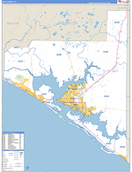Bay County, FL Wall Map Zip Code Basic Style 2026