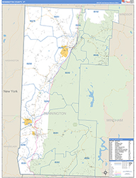 Bennington County, VT Wall Map Zip Code Basic Style 2026