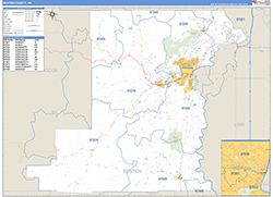 Benton County, OR Wall Map Zip Code Basic Style 2026