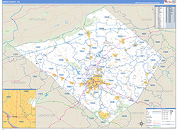 Berks County, PA Wall Map Zip Code Basic Style 2026