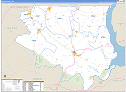 Bertie County, NC Wall Map Zip Code Basic Style 2026