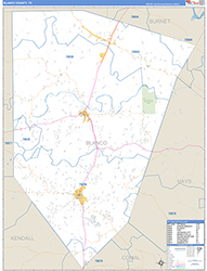 Blanco County, TX Wall Map Zip Code Basic Style 2026