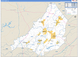 Blount County, AL Wall Map Zip Code Basic Style 2026