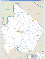 BreckinridgeCounty, KY Wall Map Zip Code Basic Style 2026