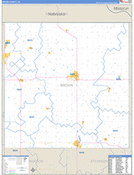 Brown County, KS Wall Map Zip Code Basic Style 2026