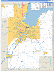 Brown County, WI Wall Map Zip Code Basic Style 2026