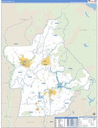 Butte County, CA Wall Map Zip Code Basic Style 2026