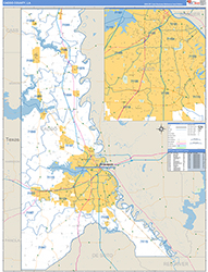 CaddoParish (County), LA Wall Map Zip Code Basic Style 2026