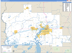 CalcasieuParish (County), LA Wall Map Zip Code Basic Style 2026