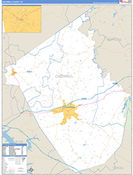 Caldwell County, KY Wall Map Zip Code Basic Style 2026