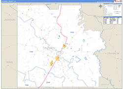 CaldwellParish (County), LA Wall Map Zip Code Basic Style 2026