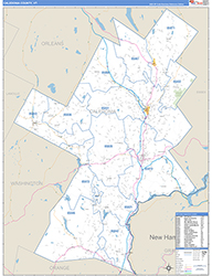 Caledonia County, VT Wall Map Zip Code Basic Style 2026