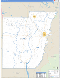 Calhoun County, FL Wall Map Zip Code Basic Style 2026