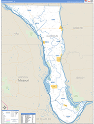 Calhoun County, IL Wall Map Zip Code Basic Style 2026