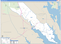 Camden County, NC Wall Map Zip Code Basic Style 2026