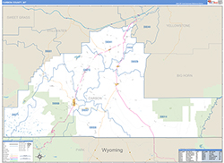 Carbon County, MT Wall Map Zip Code Basic Style 2026