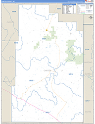 Carter County, MT Wall Map Zip Code Basic Style 2026
