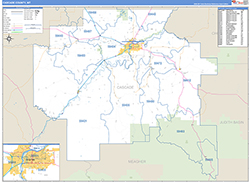 Cascade County, MT Wall Map Zip Code Basic Style 2026