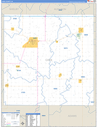 Cass County, IA Wall Map Zip Code Basic Style 2026